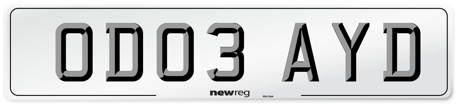 OD03 AYD Number Plate from New Reg